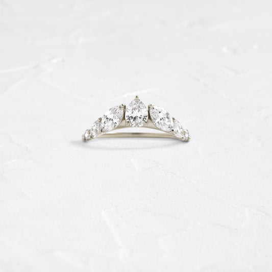 Graduated Curved- 0.72 CT Marquise, Round & Pear Lab Grown Diamond Wedding Band