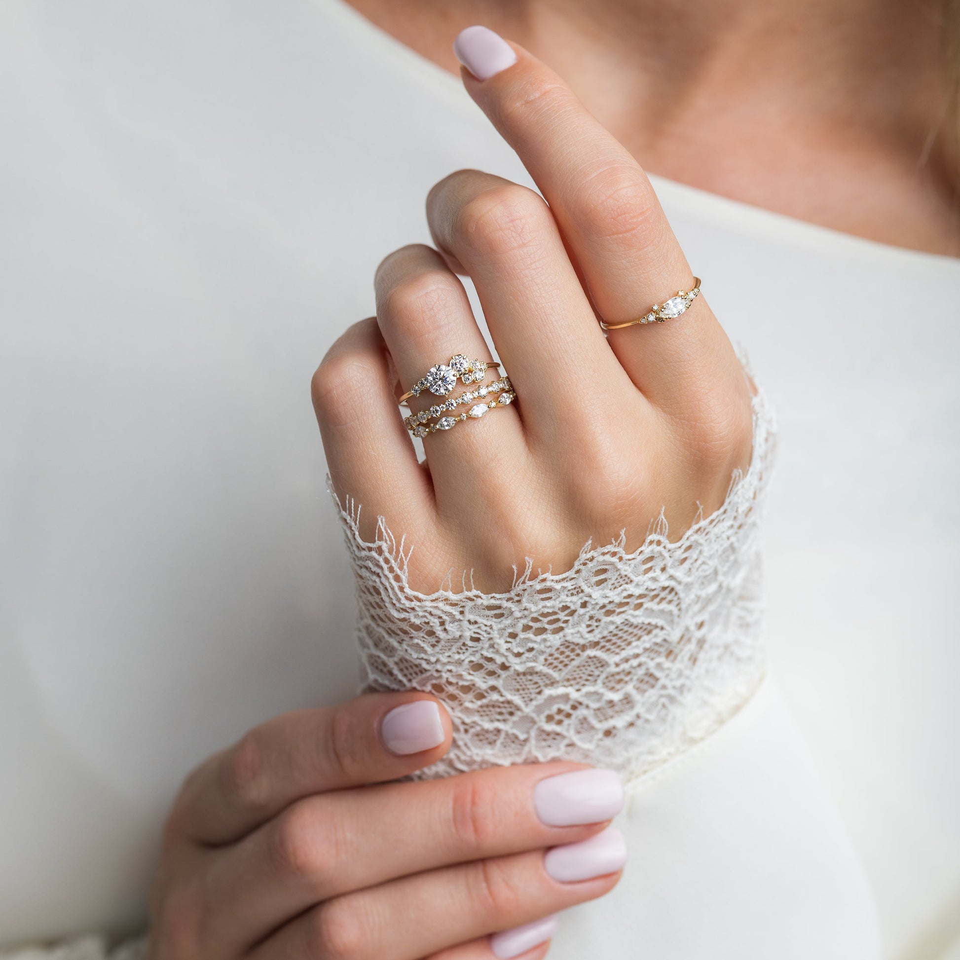 Bezel & Cluster Style-Round Lab Grown Diamond Engagement Ring