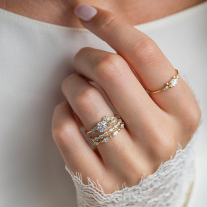 Bezel & Cluster Style-Round Lab Grown Diamond Engagement Ring