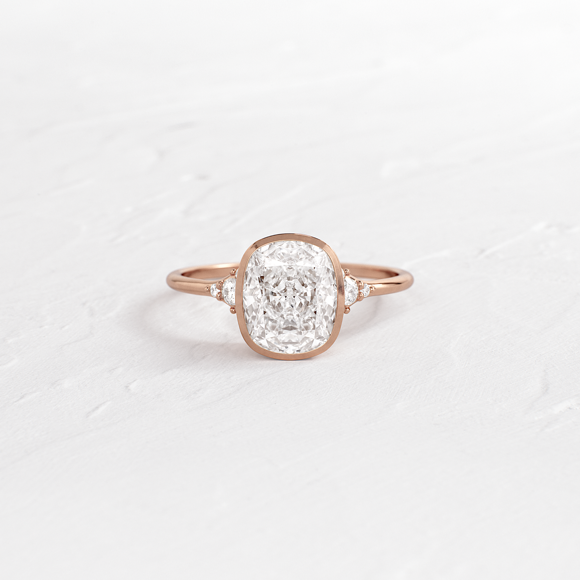 Bezel & Cluster Style-Elongated Cushion Lab Grown Diamond Engagement Ring