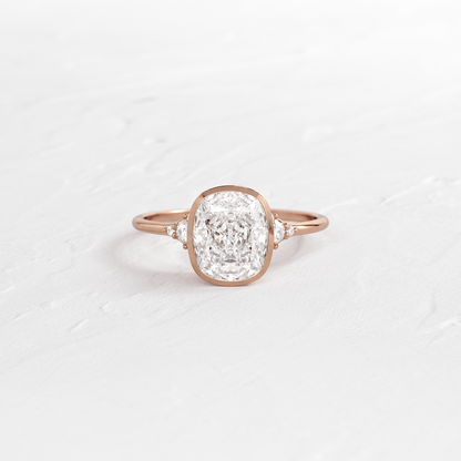 Bezel & Cluster Style-Elongated Cushion Lab Grown Diamond Engagement Ring