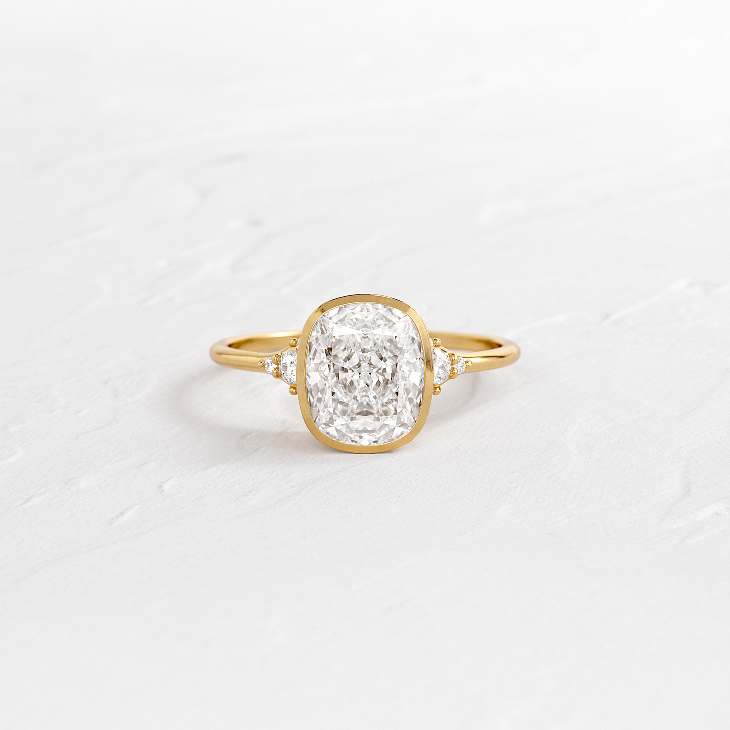 Bezel & Cluster Style-Elongated Cushion Lab Grown Diamond Engagement Ring