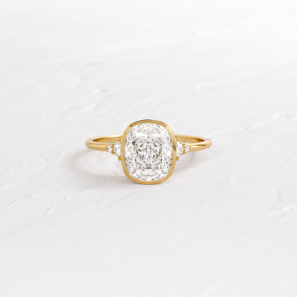 Bezel & Cluster Style-Elongated Cushion Lab Grown Diamond Engagement Ring