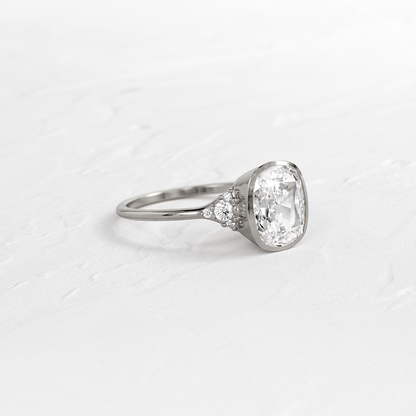 Bezel & Cluster Style-Elongated Cushion Lab Grown Diamond Engagement Ring