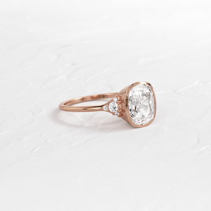 Bezel & Cluster Style-Elongated Cushion Lab Grown Diamond Engagement Ring