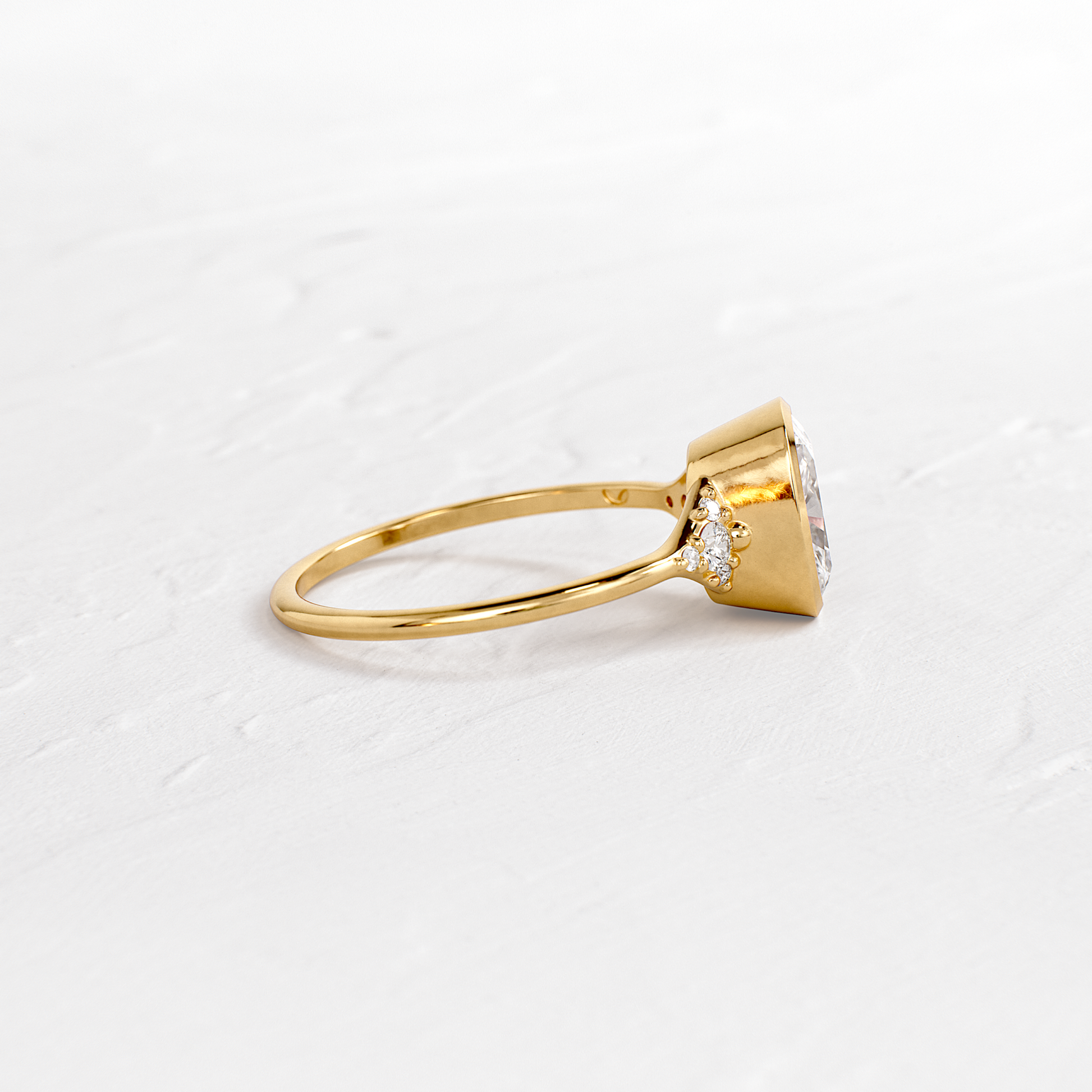 Bezel & Cluster Style-Elongated Cushion Lab Grown Diamond Engagement Ring