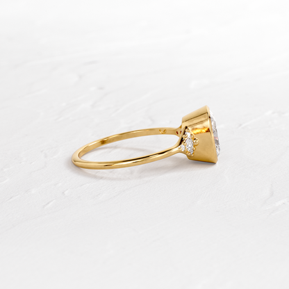 Bezel & Cluster Style-Elongated Cushion Lab Grown Diamond Engagement Ring