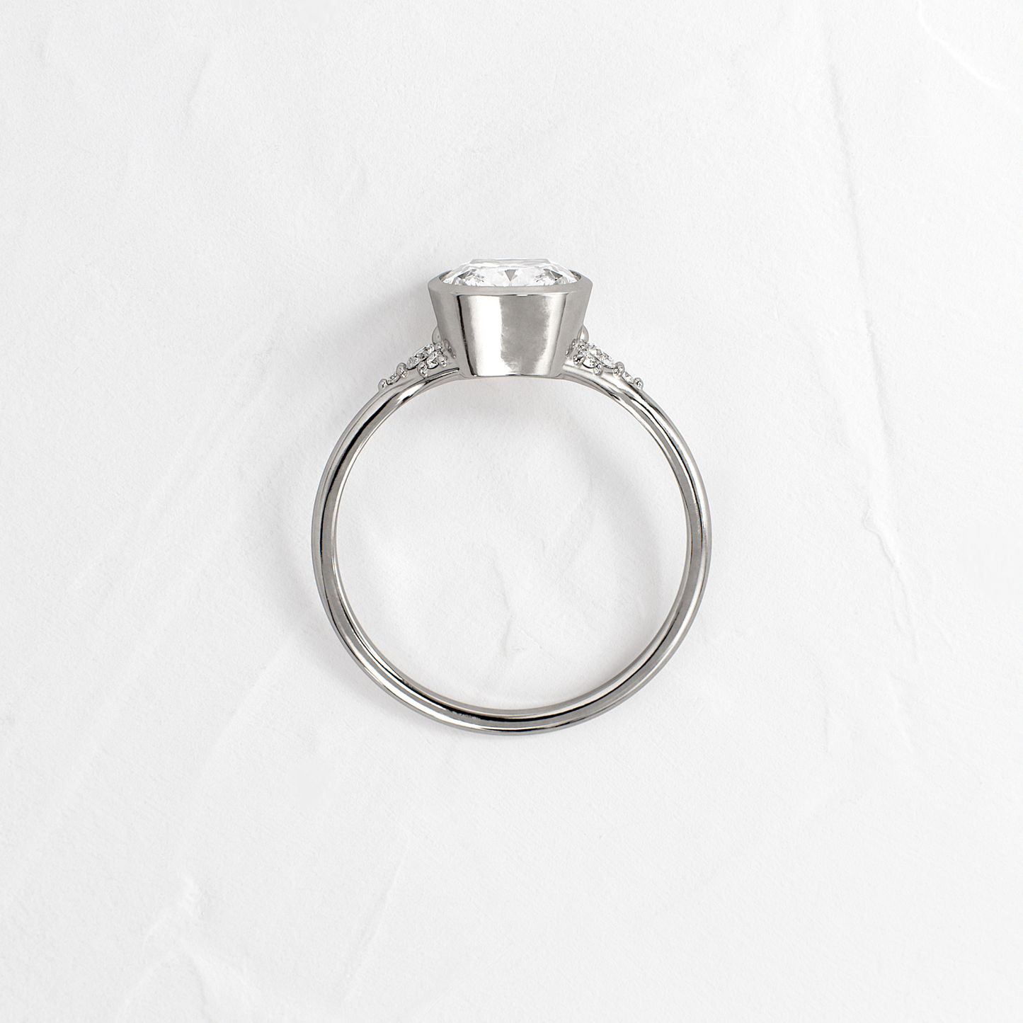 Bezel & Cluster Style-Elongated Cushion Lab Grown Diamond Engagement Ring