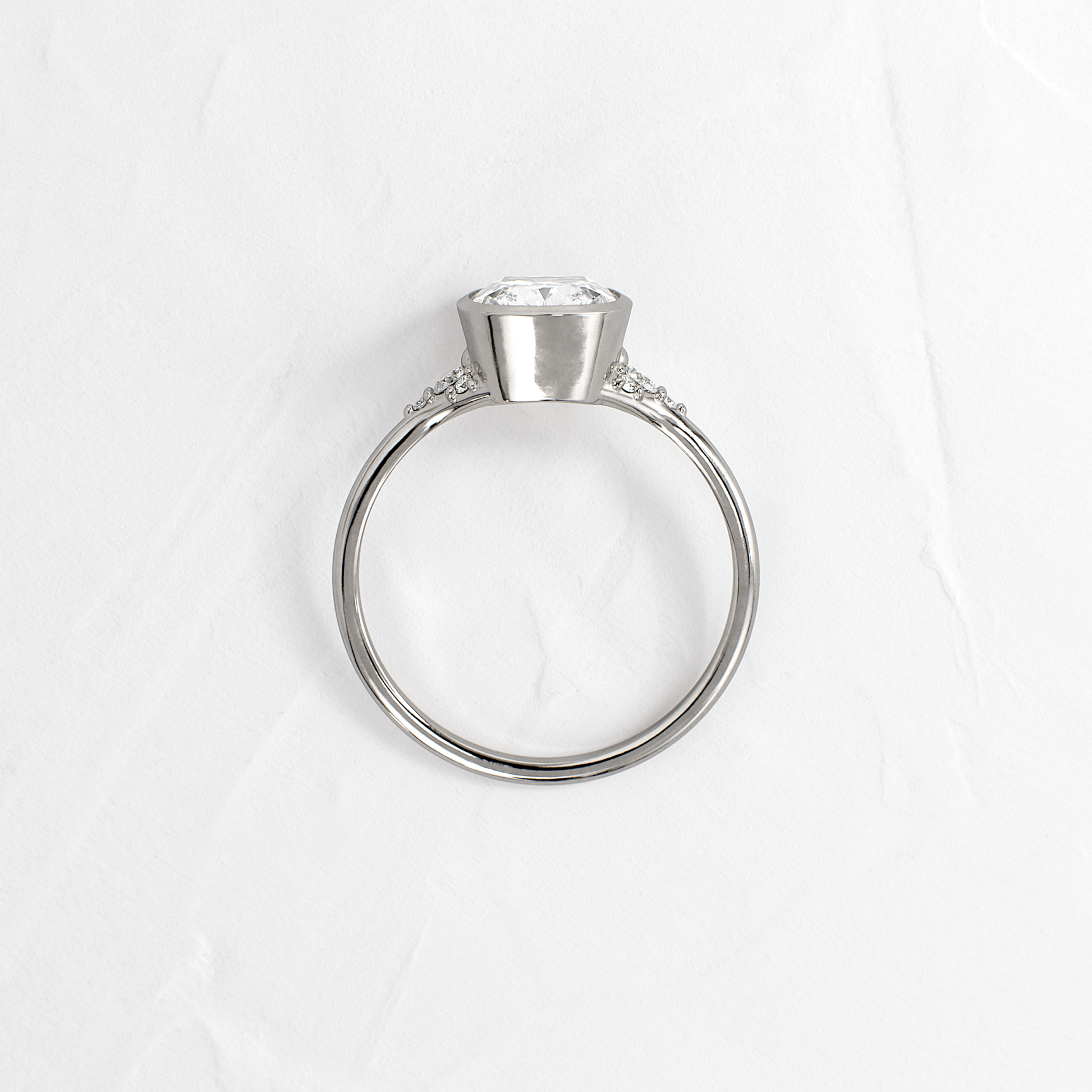 Bezel & Cluster Style-Elongated Cushion Lab Grown Diamond Engagement Ring