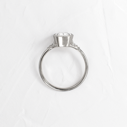 Bezel & Cluster Style-Elongated Cushion Lab Grown Diamond Engagement Ring