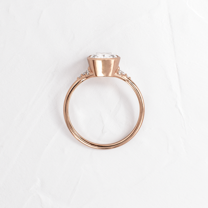Bezel & Cluster Style-Elongated Cushion Lab Grown Diamond Engagement Ring