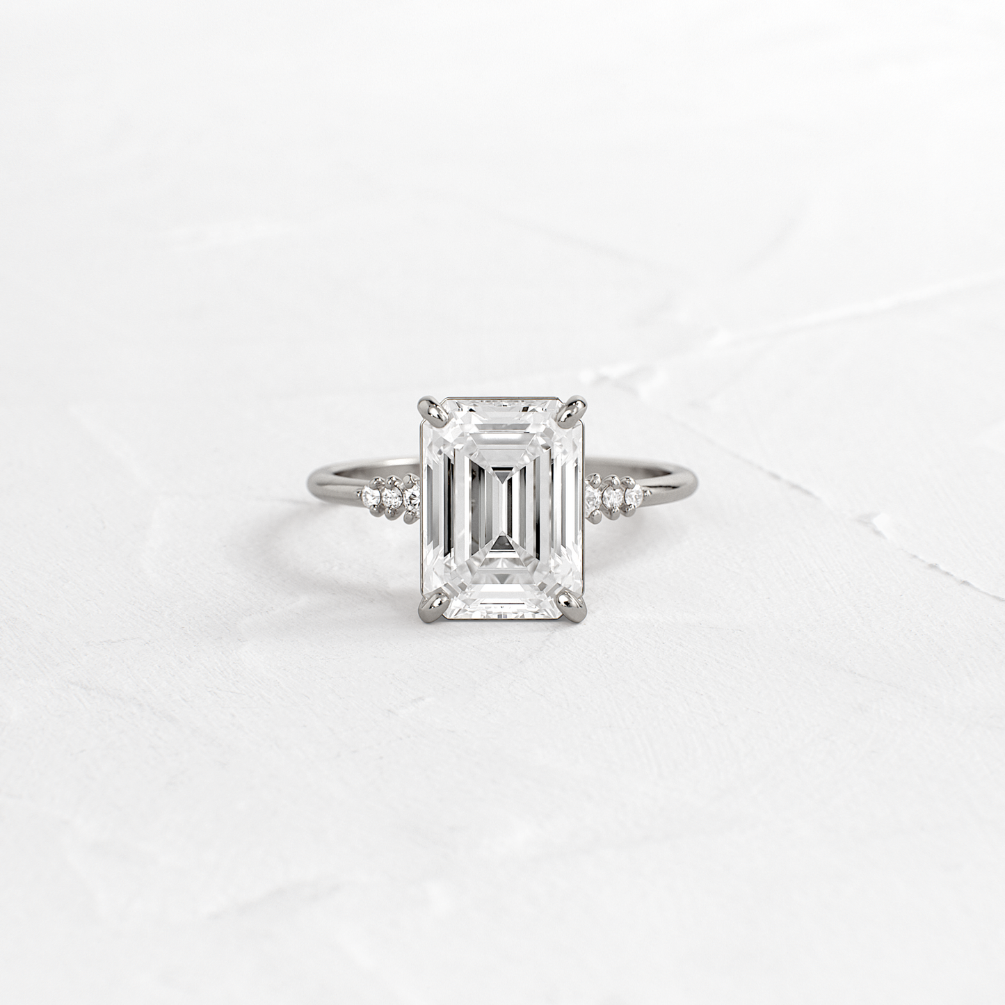 Pave Style-Emerald Lab Grown Diamond Engagement Ring