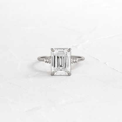 Pave Style-Emerald Lab Grown Diamond Engagement Ring