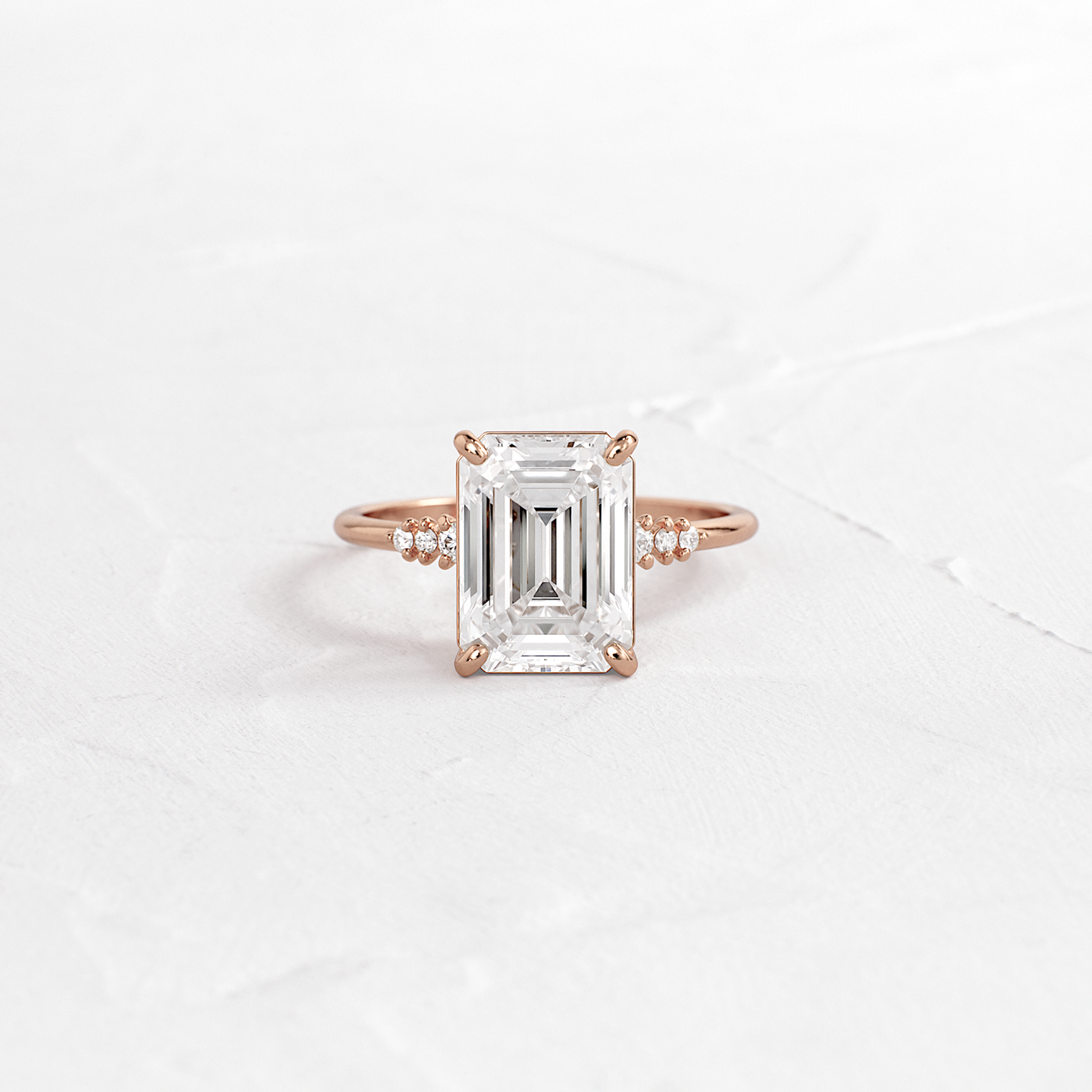 Pave Style-Emerald Lab Grown Diamond Engagement Ring