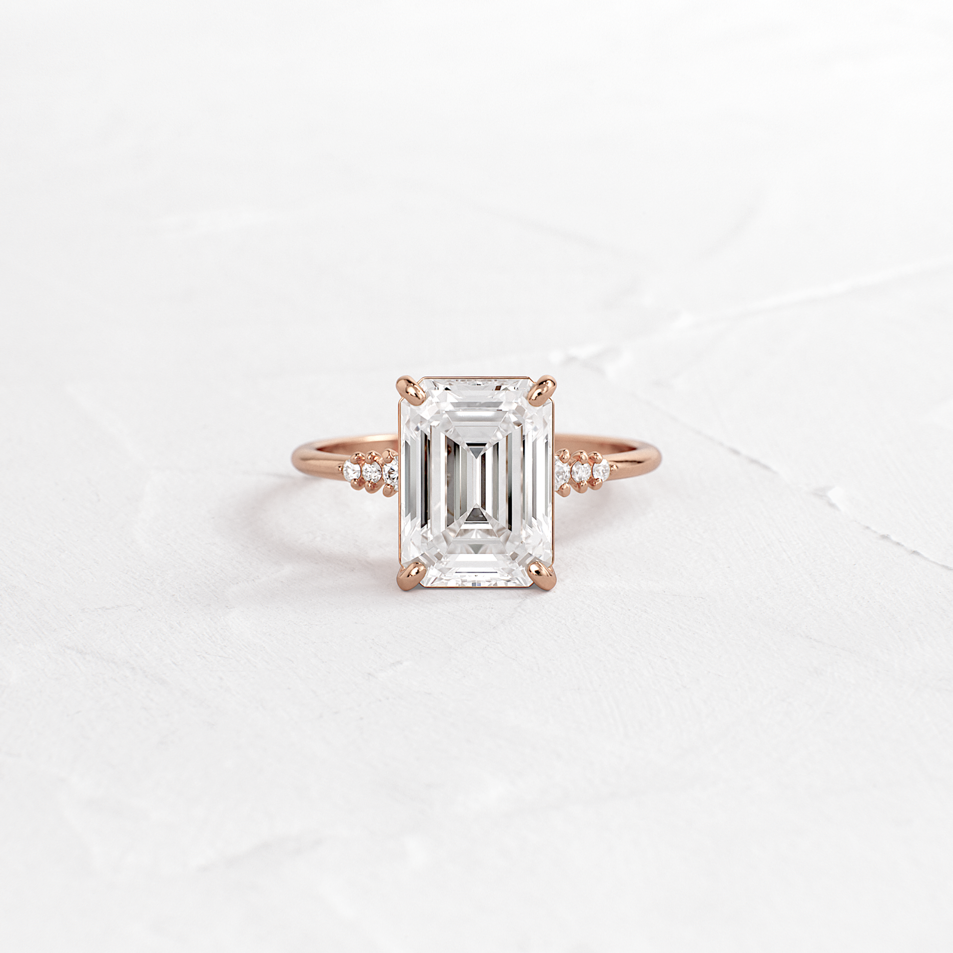 Pave Style-Emerald Lab Grown Diamond Engagement Ring