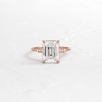 Pave Style-Emerald Lab Grown Diamond Engagement Ring