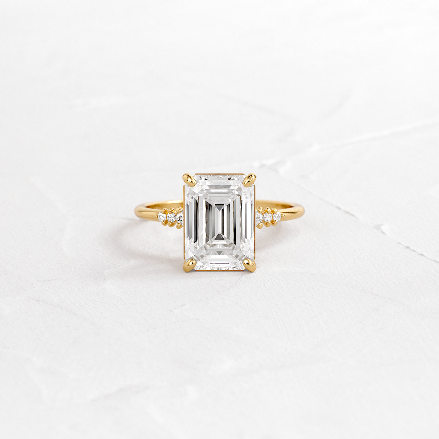 Pave Style-Emerald Lab Grown Diamond Engagement Ring