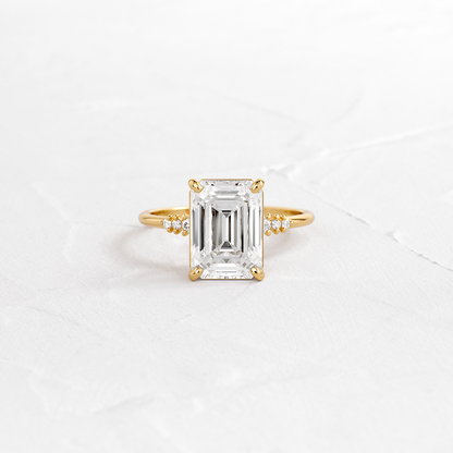 Pave Style-Emerald Lab Grown Diamond Engagement Ring