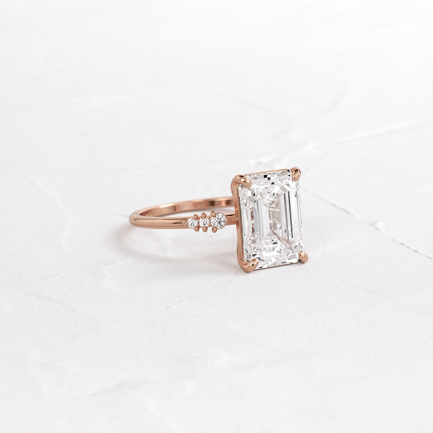 Pave Style-Emerald Lab Grown Diamond Engagement Ring