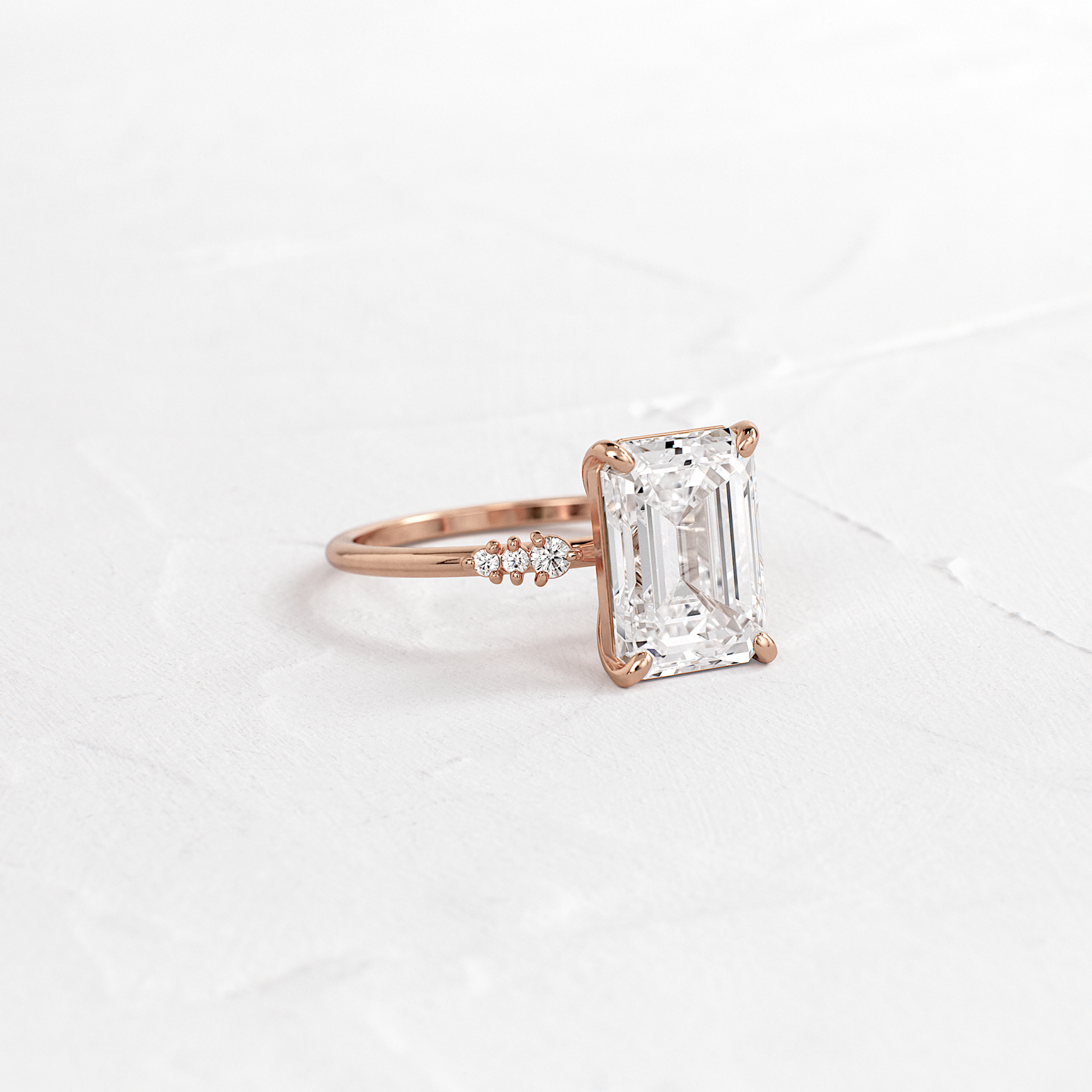 Pave Style-Emerald Lab Grown Diamond Engagement Ring