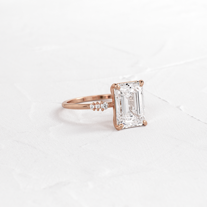Pave Style-Emerald Lab Grown Diamond Engagement Ring