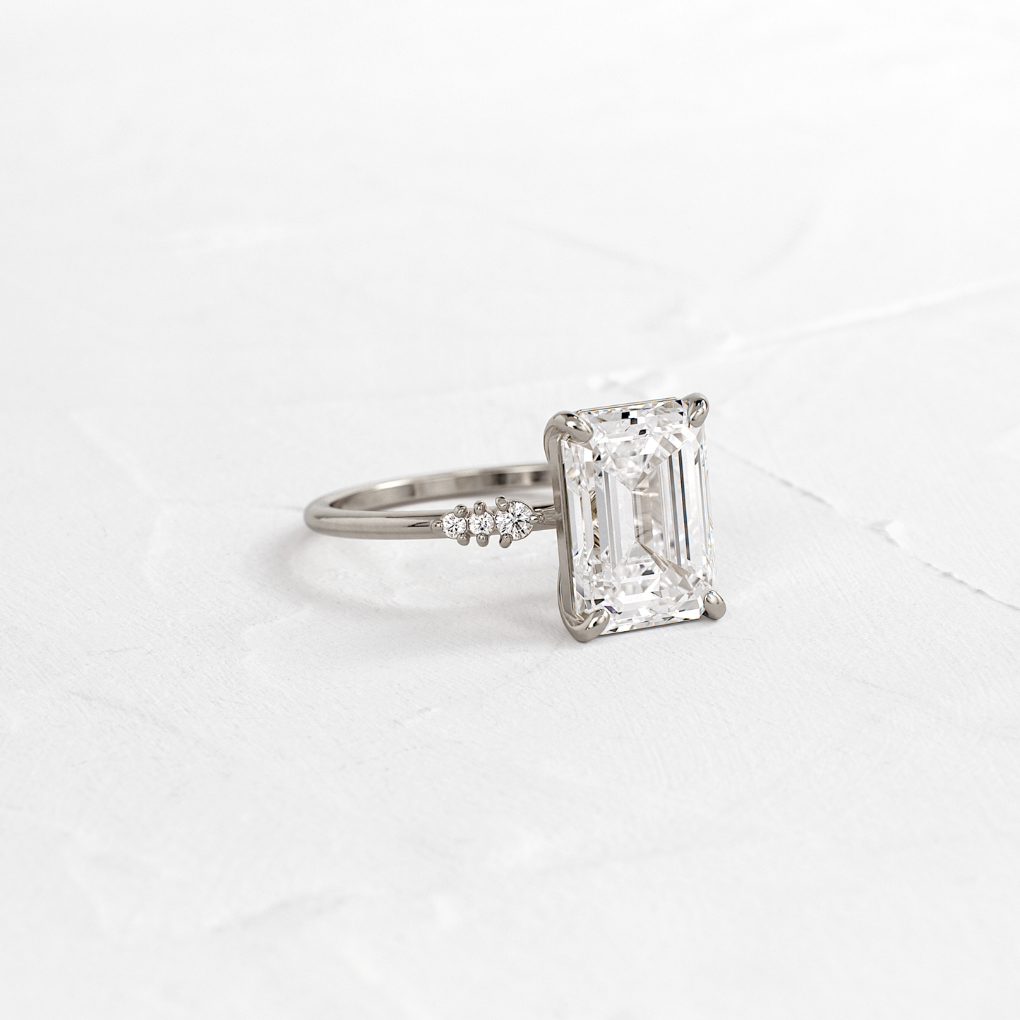 Pave Style-Emerald Lab Grown Diamond Engagement Ring