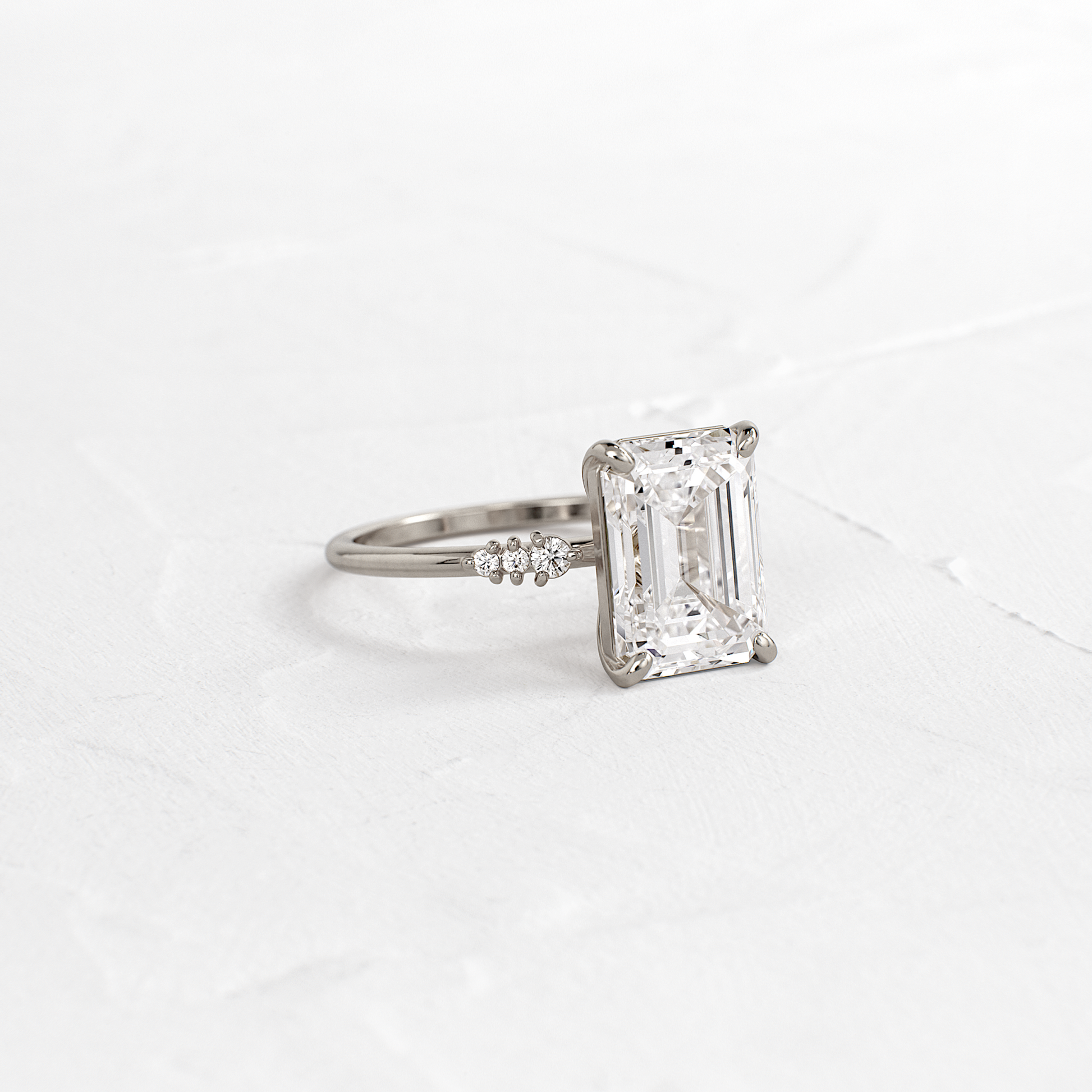 Pave Style-Emerald Lab Grown Diamond Engagement Ring