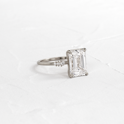 Pave Style-Emerald Lab Grown Diamond Engagement Ring