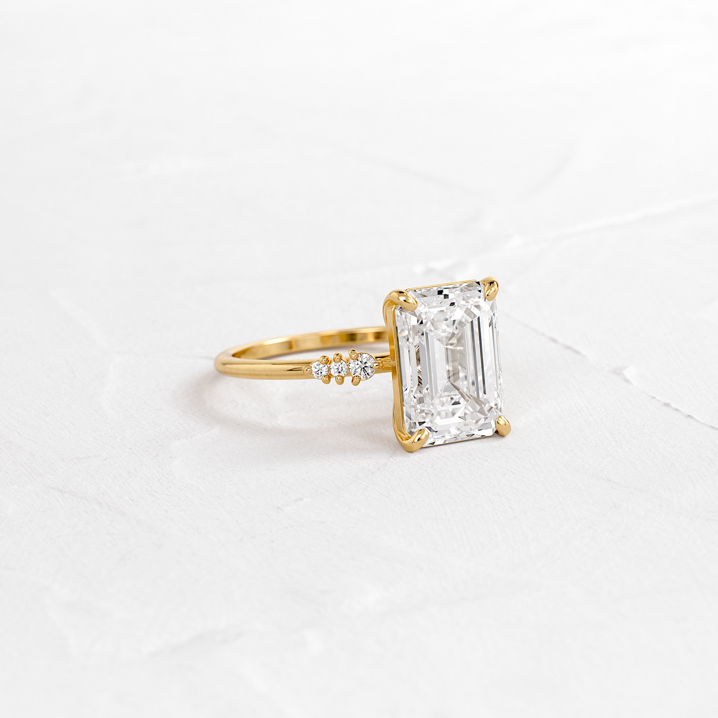 Pave Style-Emerald Lab Grown Diamond Engagement Ring