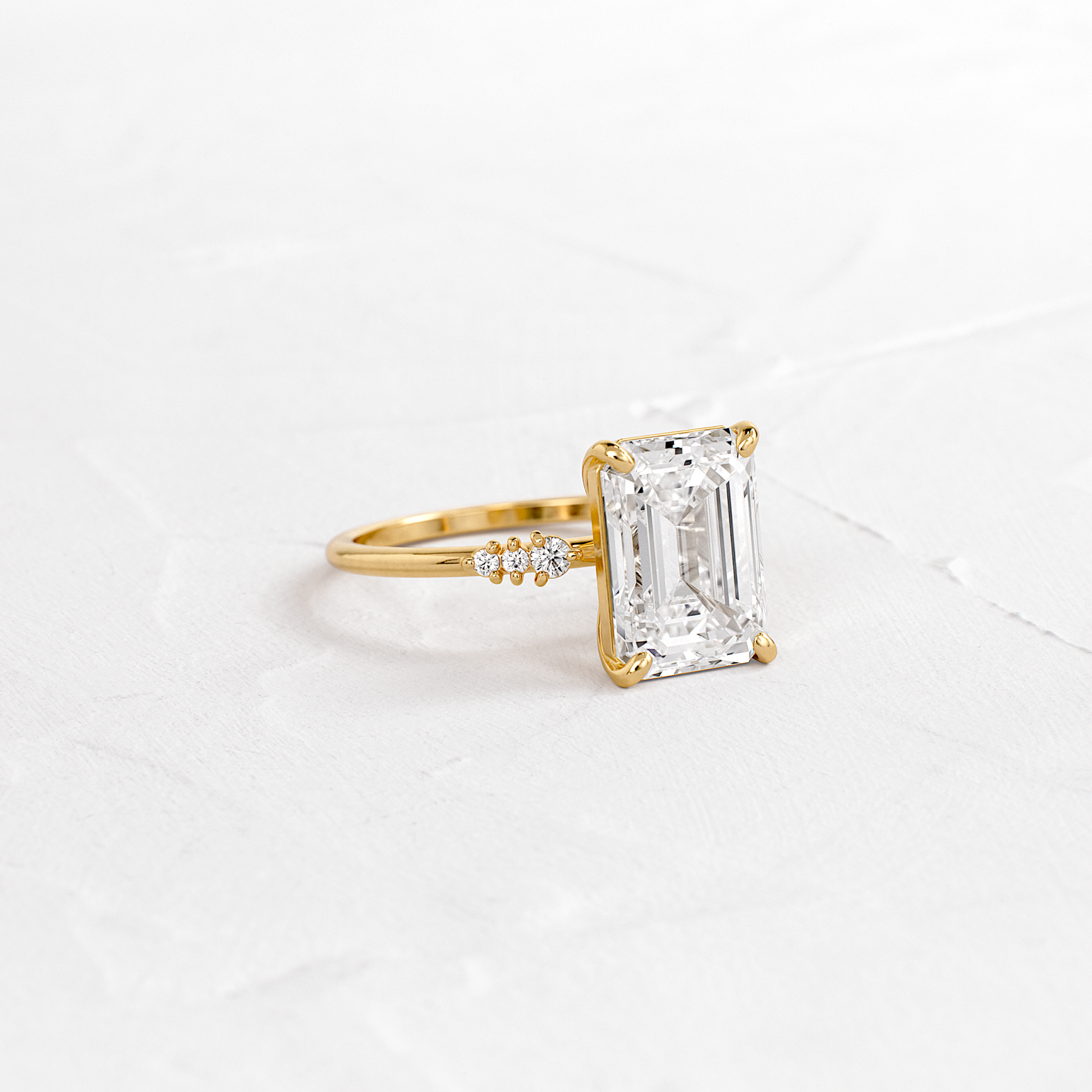 Pave Style-Emerald Lab Grown Diamond Engagement Ring