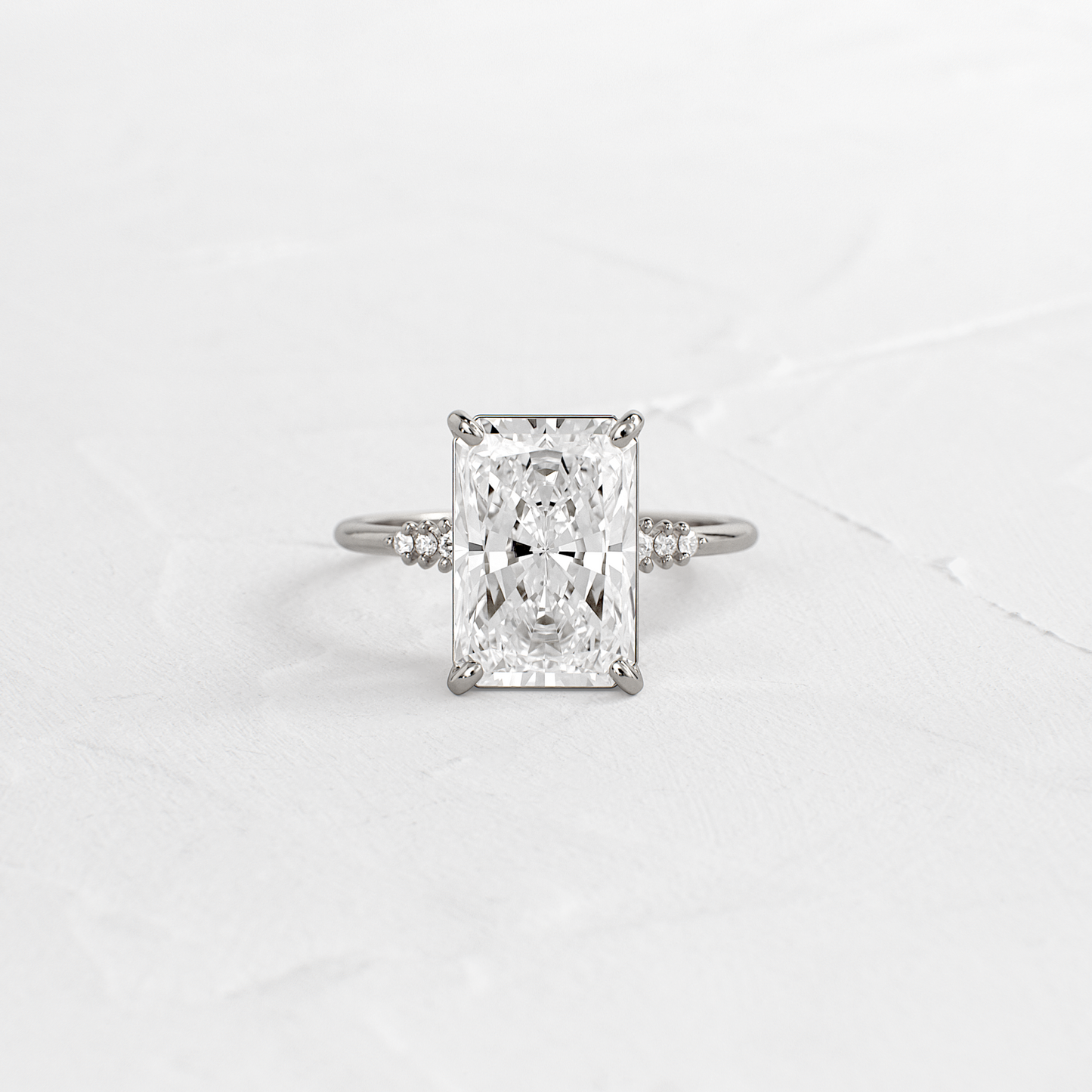 Pave Style-Radiant Lab Grown Diamond Engagement Ring