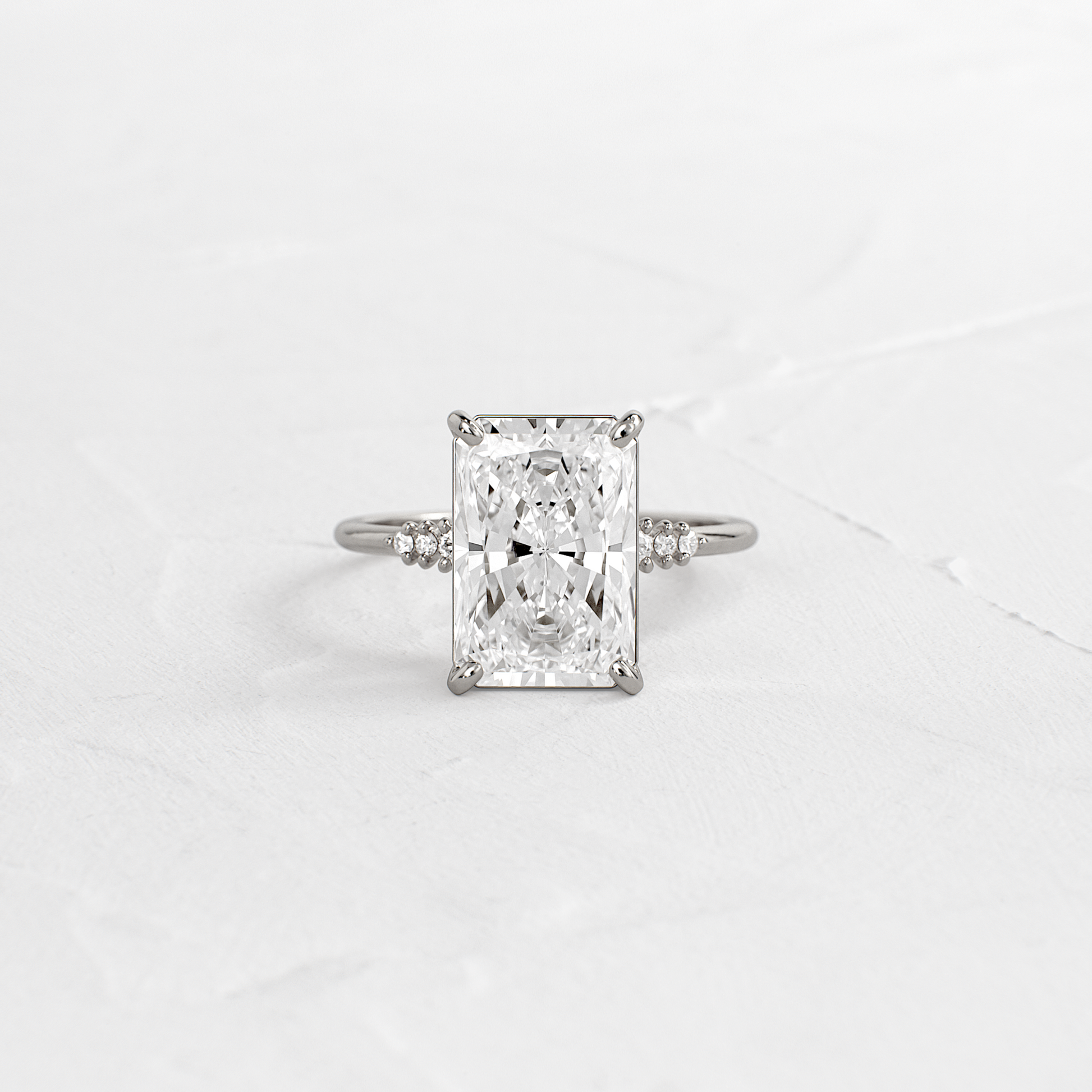 Pave Style-Radiant Lab Grown Diamond Engagement Ring