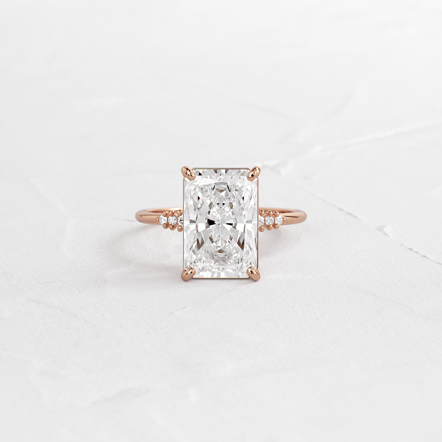 Pave Style-Radiant Lab Grown Diamond Engagement Ring
