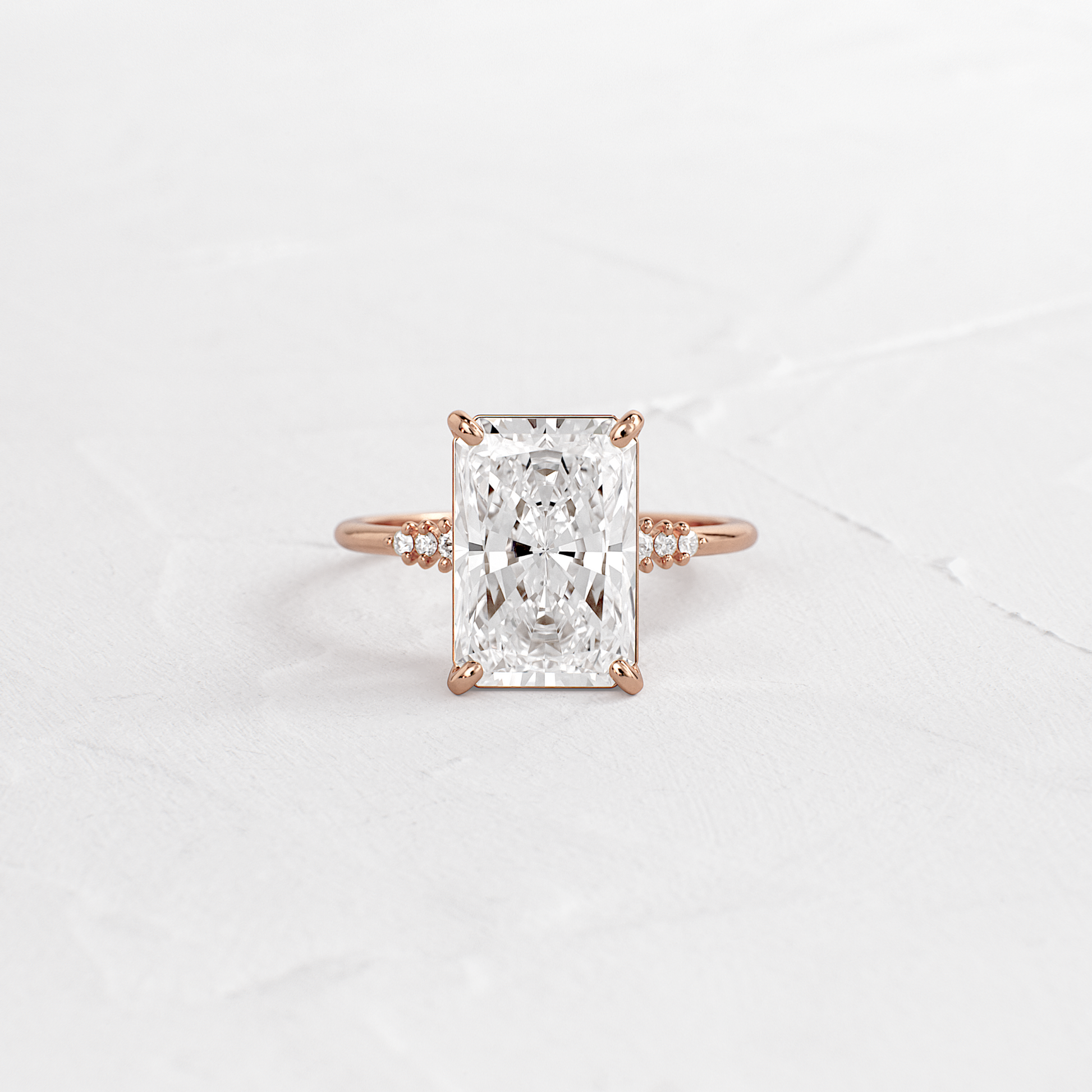 Pave Style-Radiant Lab Grown Diamond Engagement Ring