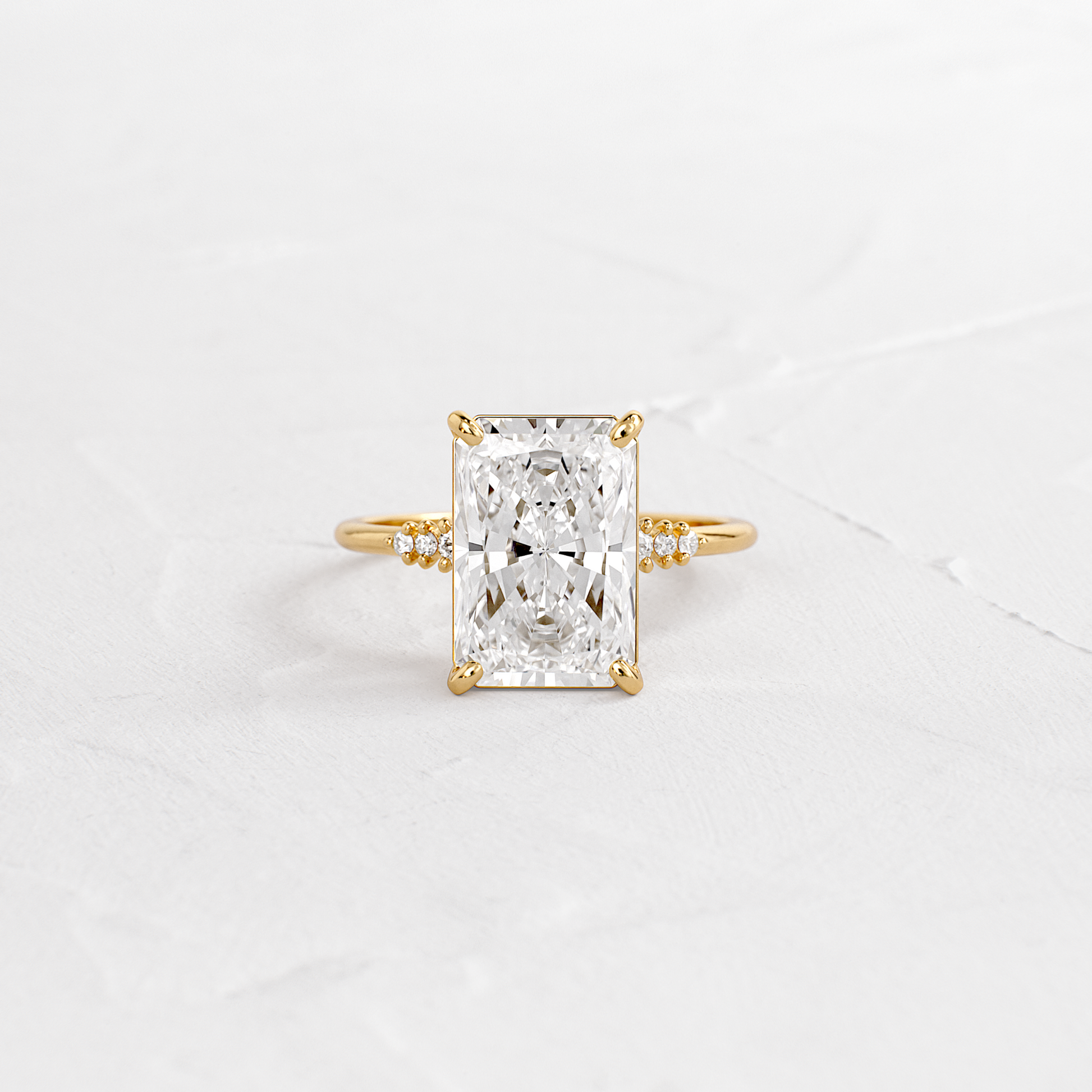 Pave Style-Radiant Lab Grown Diamond Engagement Ring