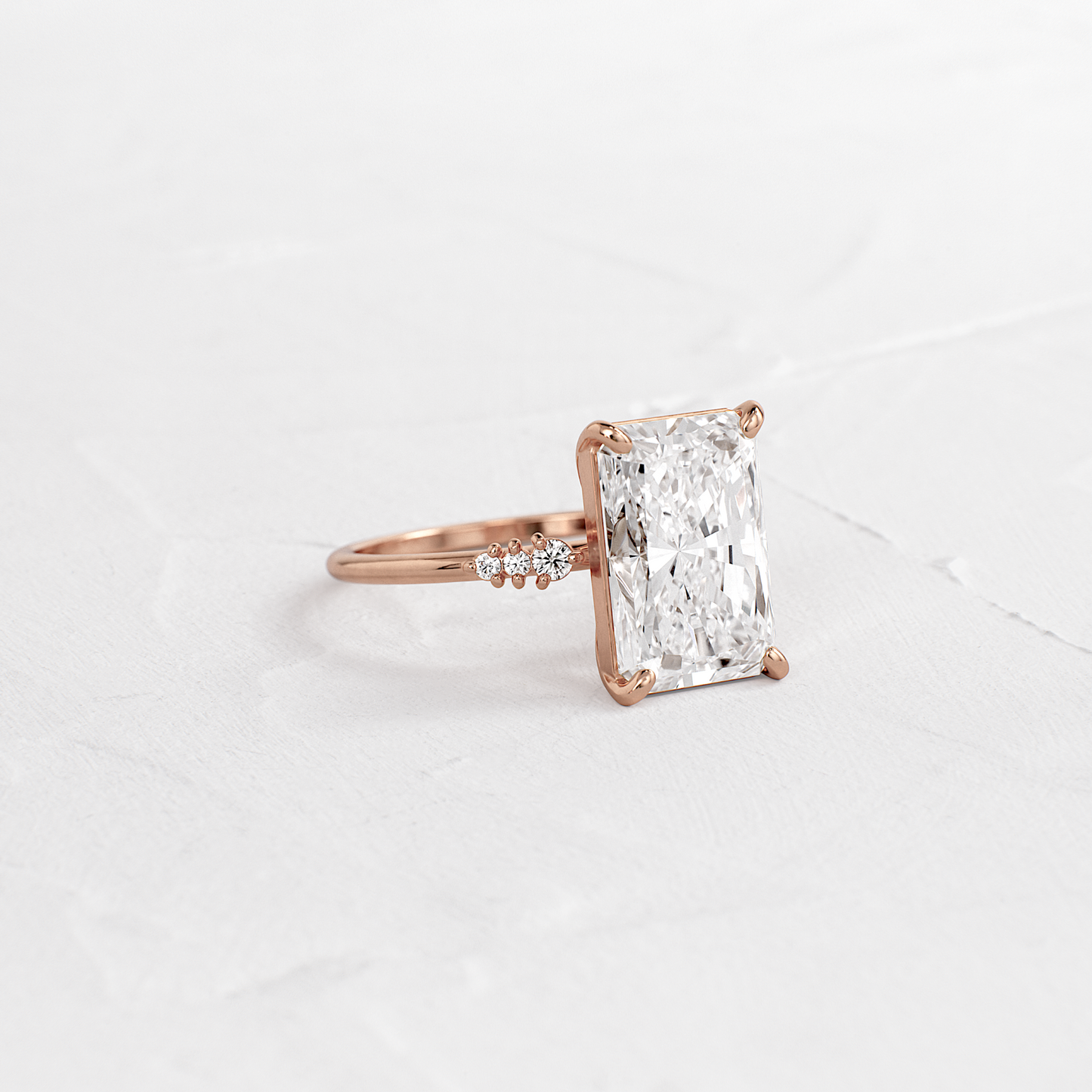 Pave Style-Radiant Lab Grown Diamond Engagement Ring