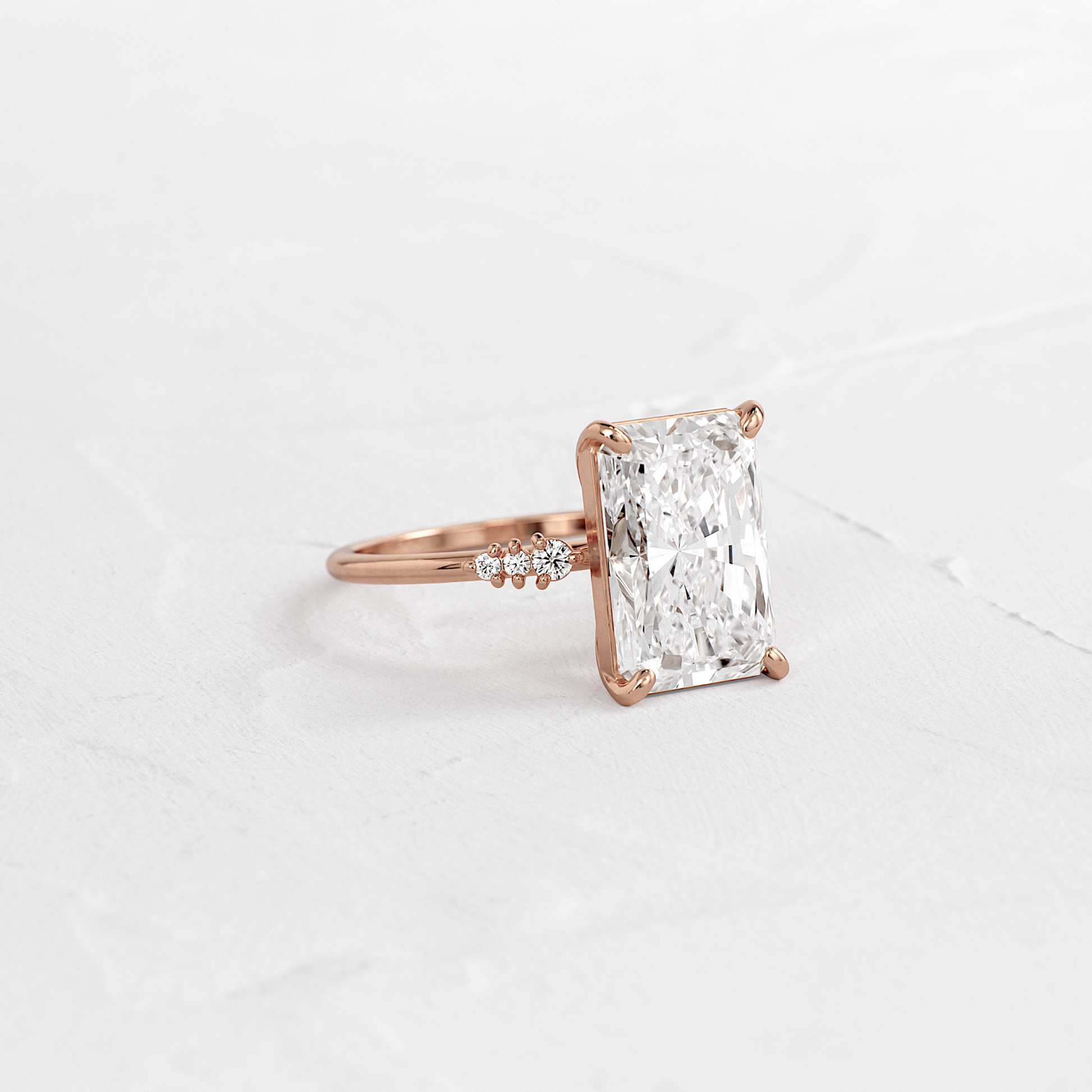 Pave Style-Radiant Lab Grown Diamond Engagement Ring