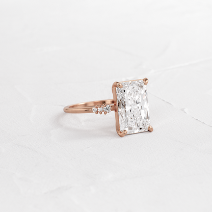 Pave Style-Radiant Lab Grown Diamond Engagement Ring