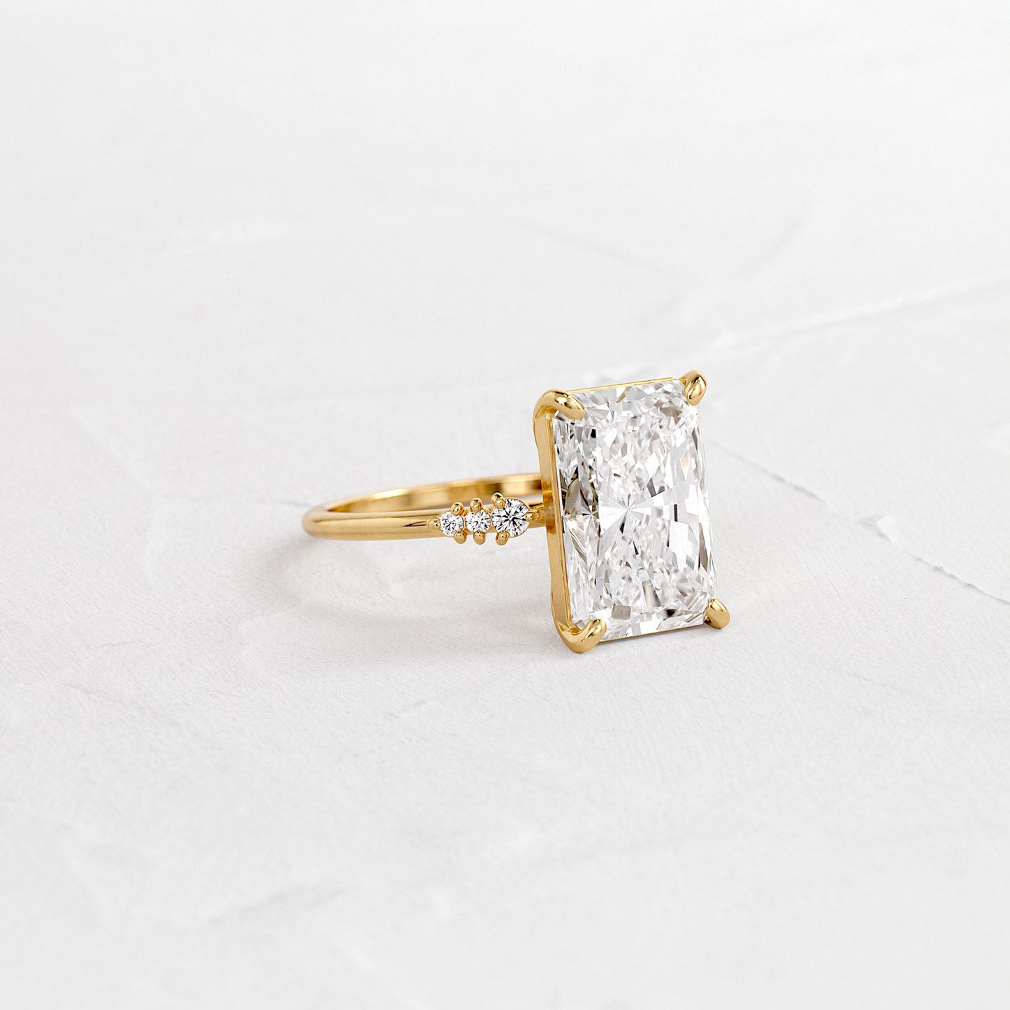 Pave Style-Radiant Lab Grown Diamond Engagement Ring