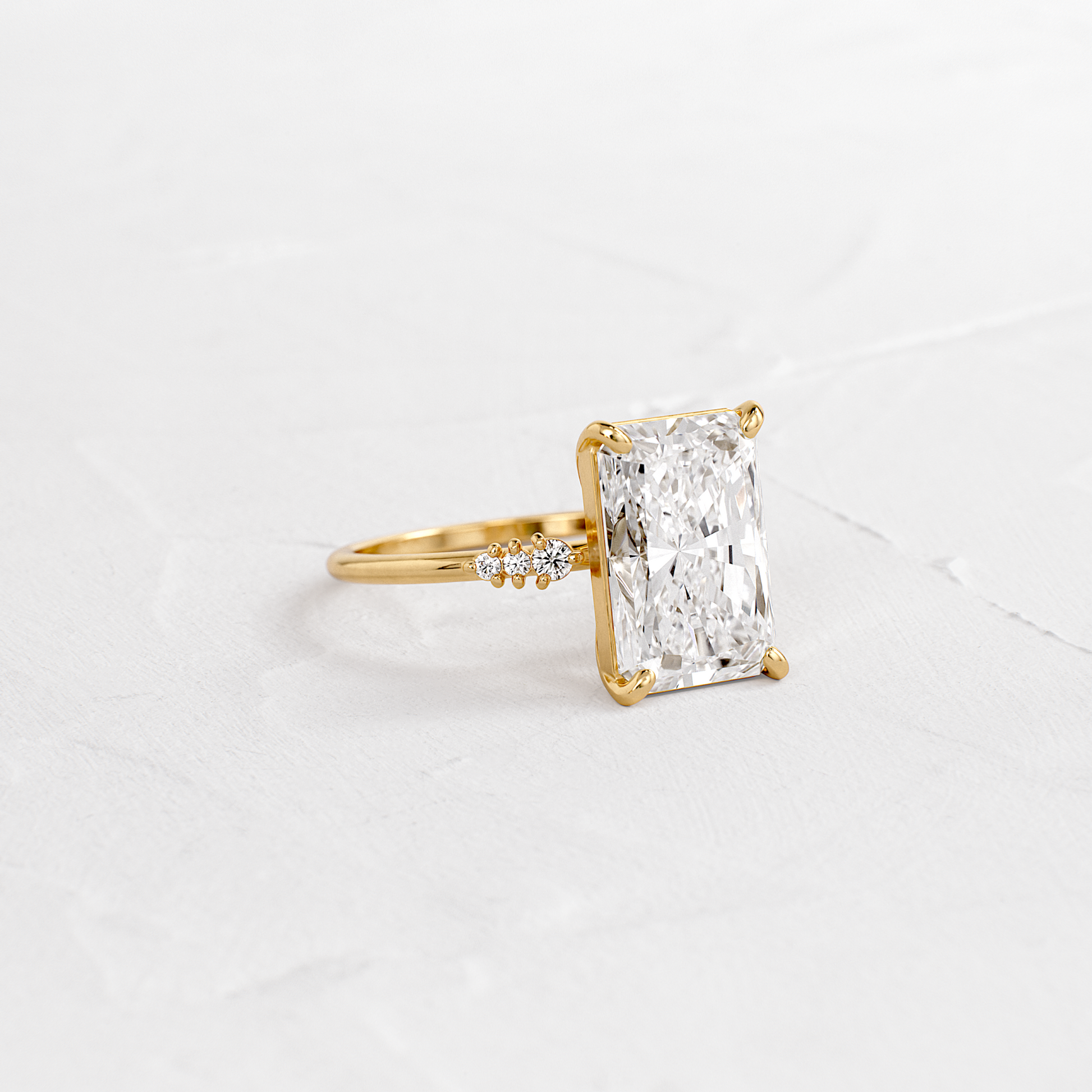 Pave Style-Radiant Lab Grown Diamond Engagement Ring