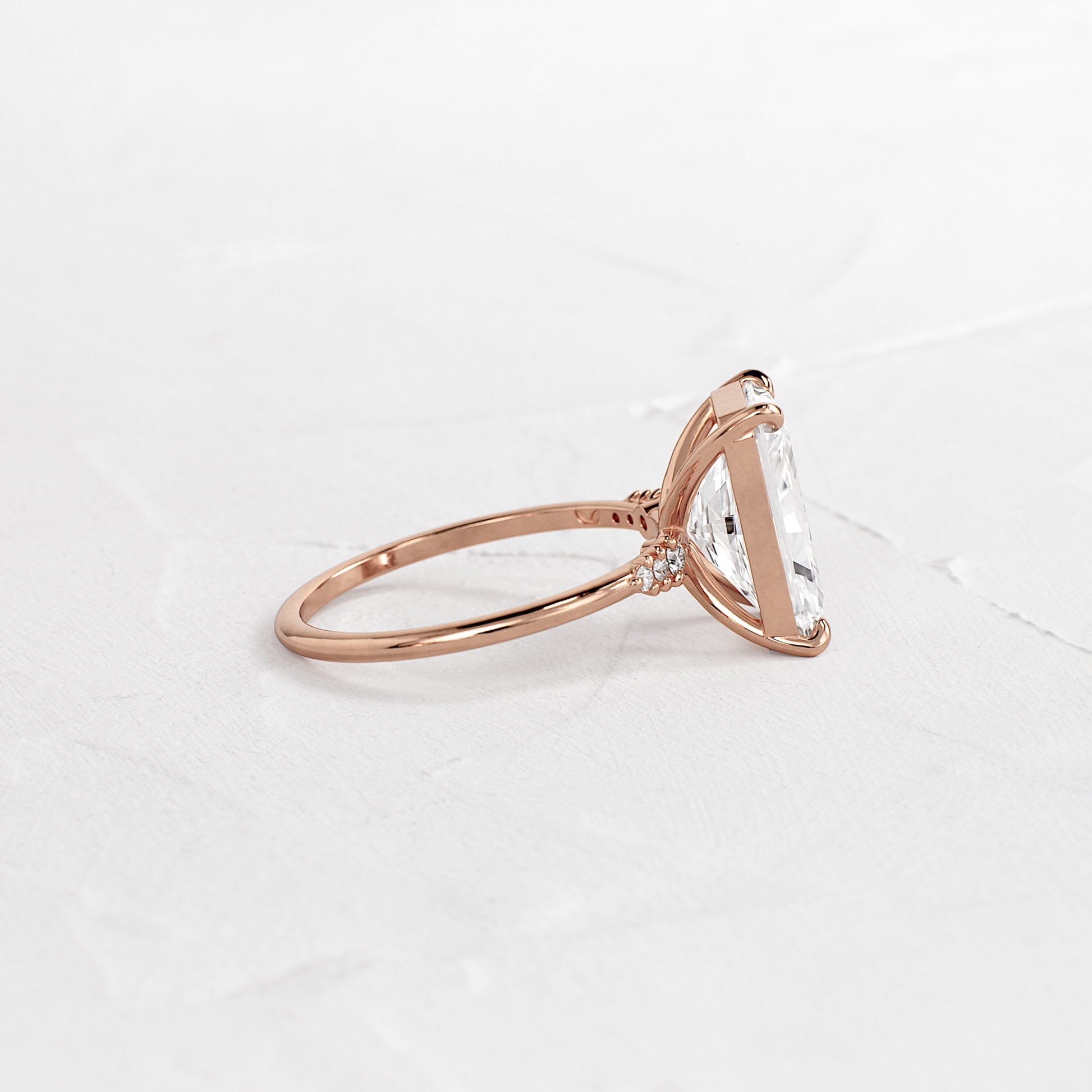 Pave Style-Radiant Lab Grown Diamond Engagement Ring