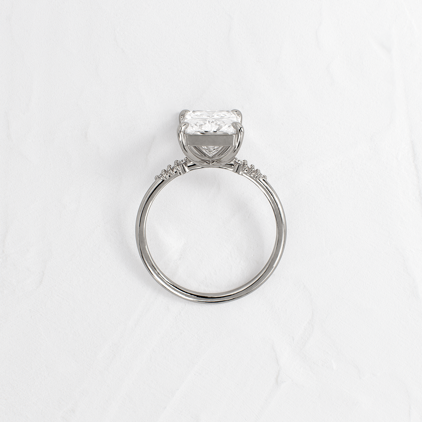 Pave Style-Radiant Lab Grown Diamond Engagement Ring