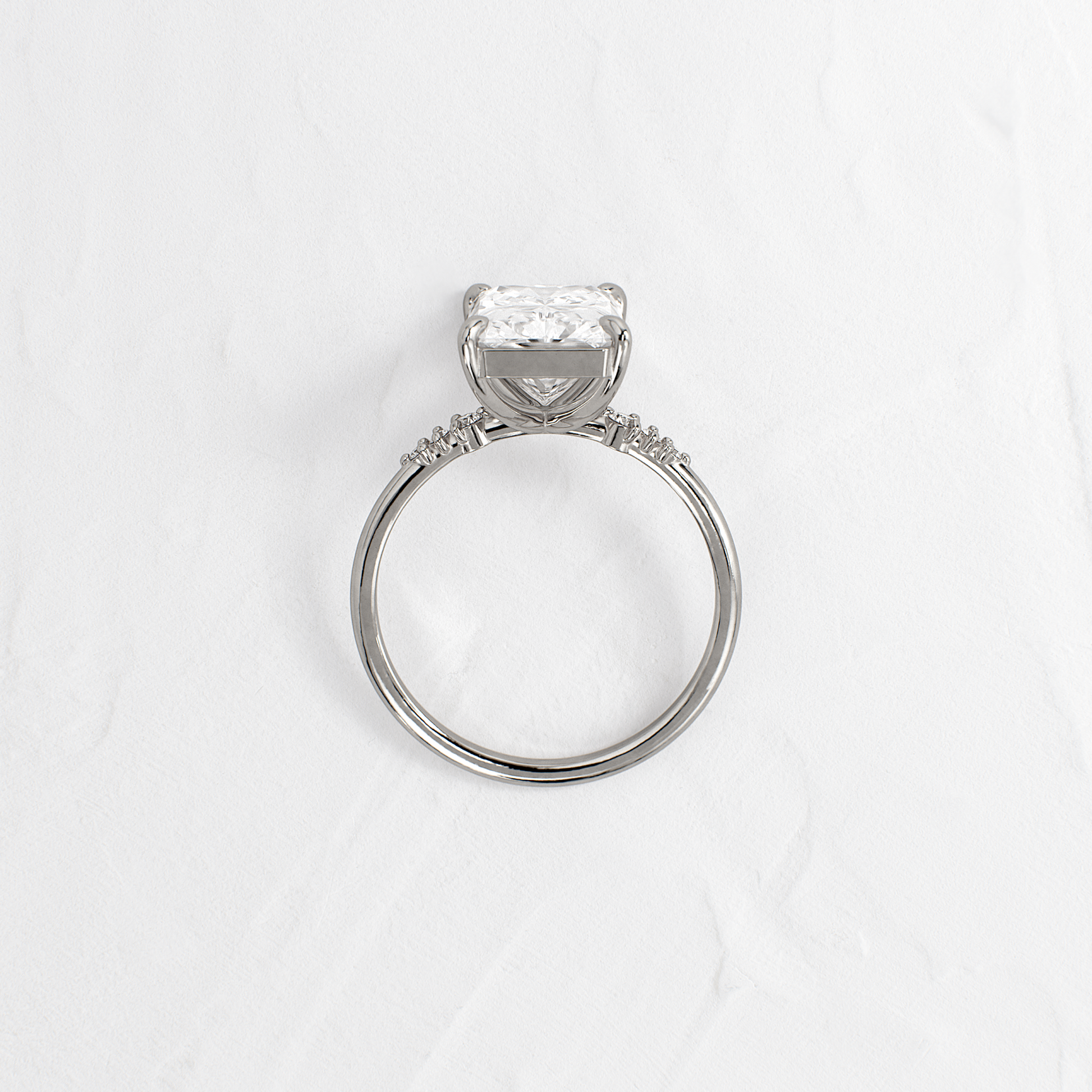 Pave Style-Radiant Lab Grown Diamond Engagement Ring