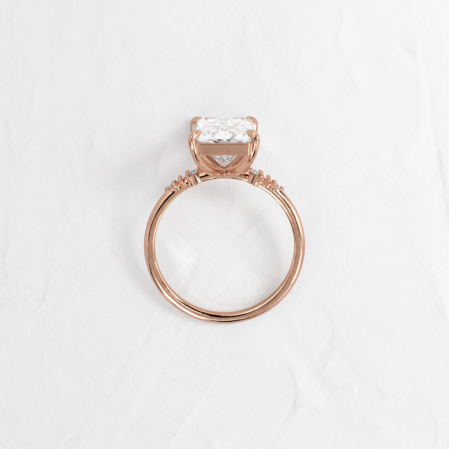 Pave Style-Radiant Lab Grown Diamond Engagement Ring