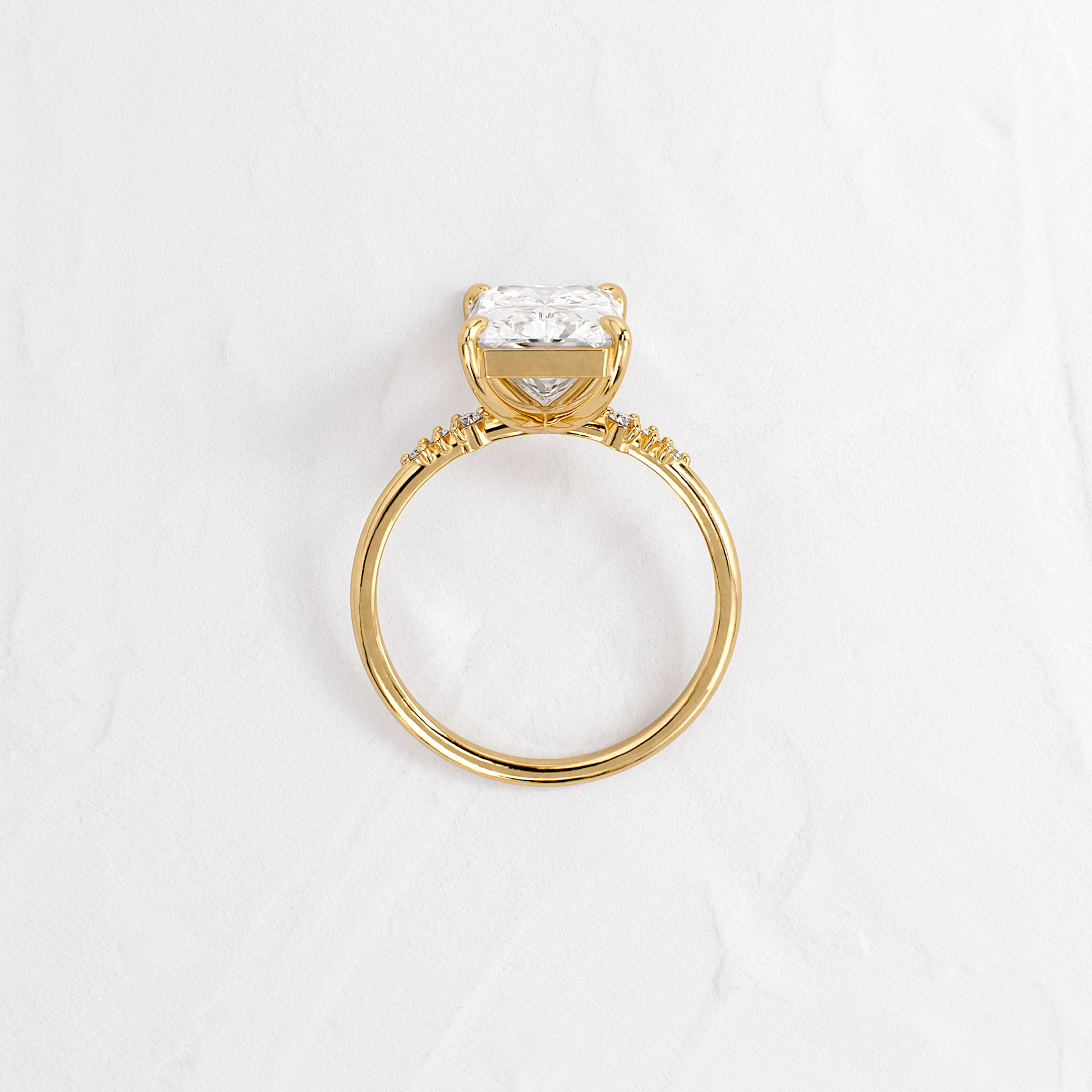 Pave Style-Radiant Lab Grown Diamond Engagement Ring