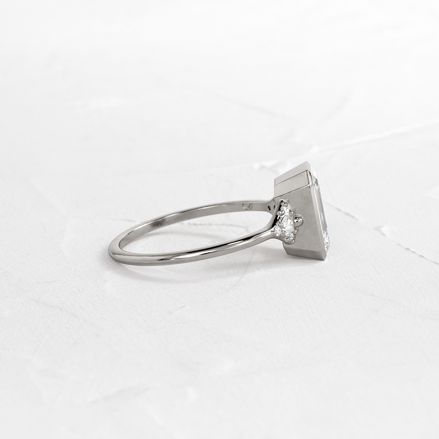Bezel & Cluster-Emerald Lab Grown Diamond Engagement Ring