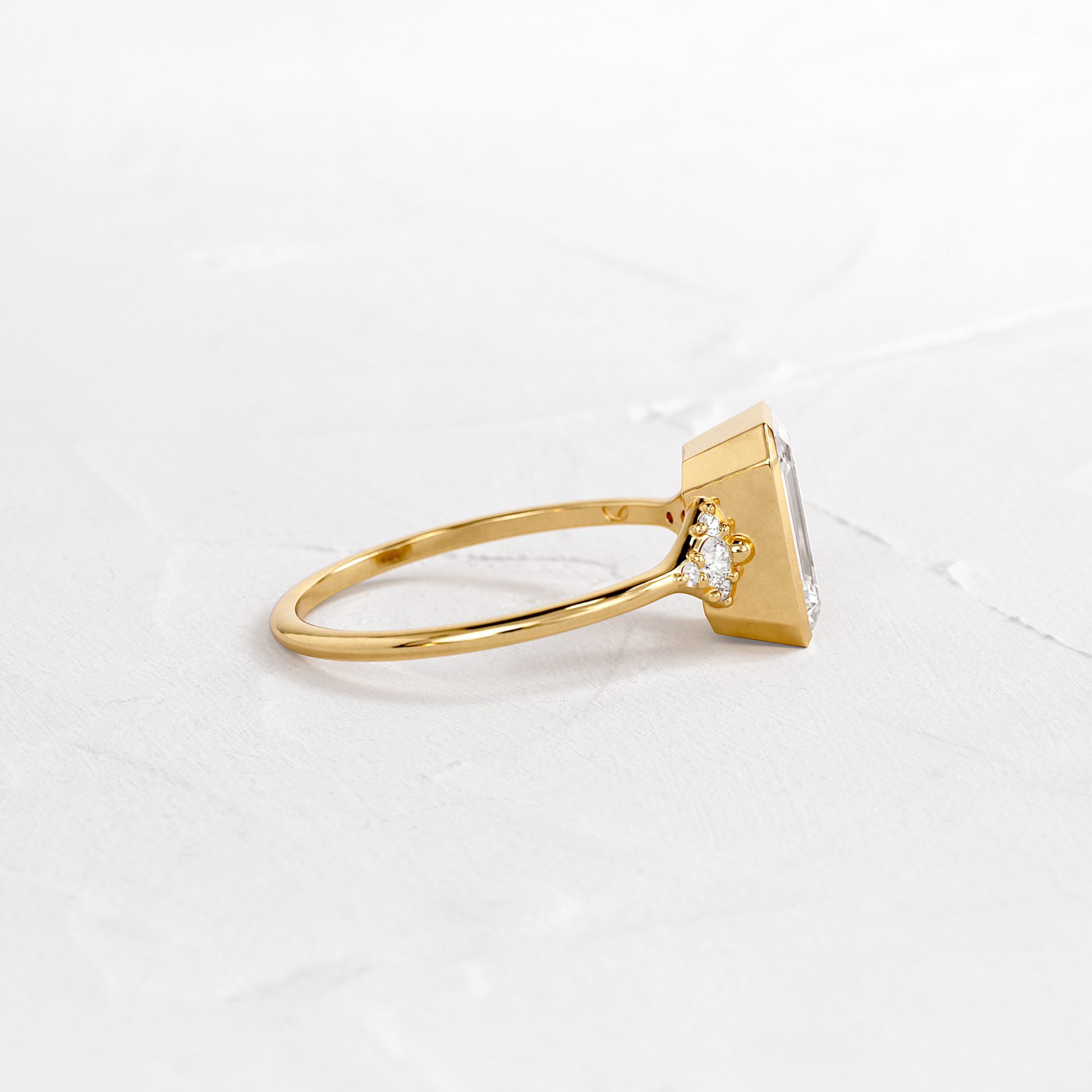 Bezel & Cluster-Emerald Lab Grown Diamond Engagement Ring