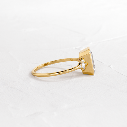 Bezel & Cluster-Emerald Lab Grown Diamond Engagement Ring