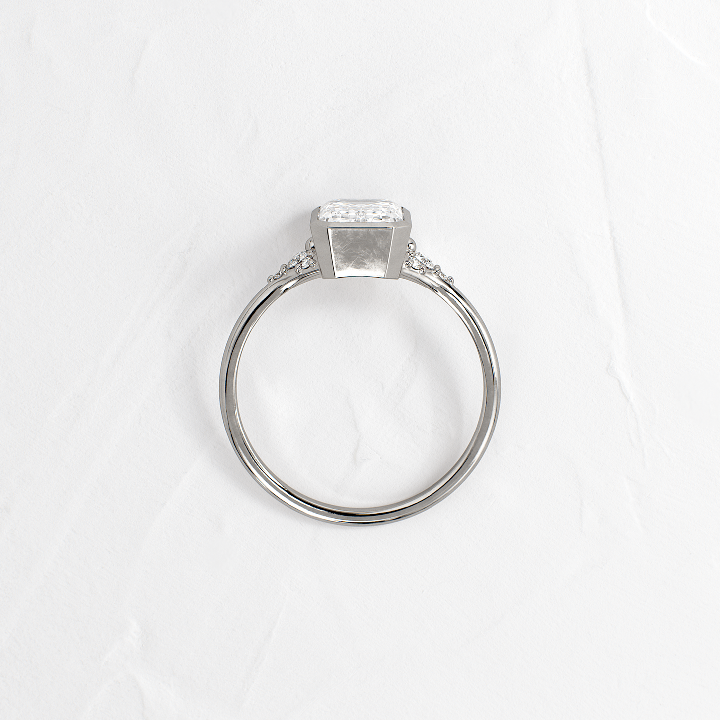 Bezel & Cluster-Emerald Lab Grown Diamond Engagement Ring
