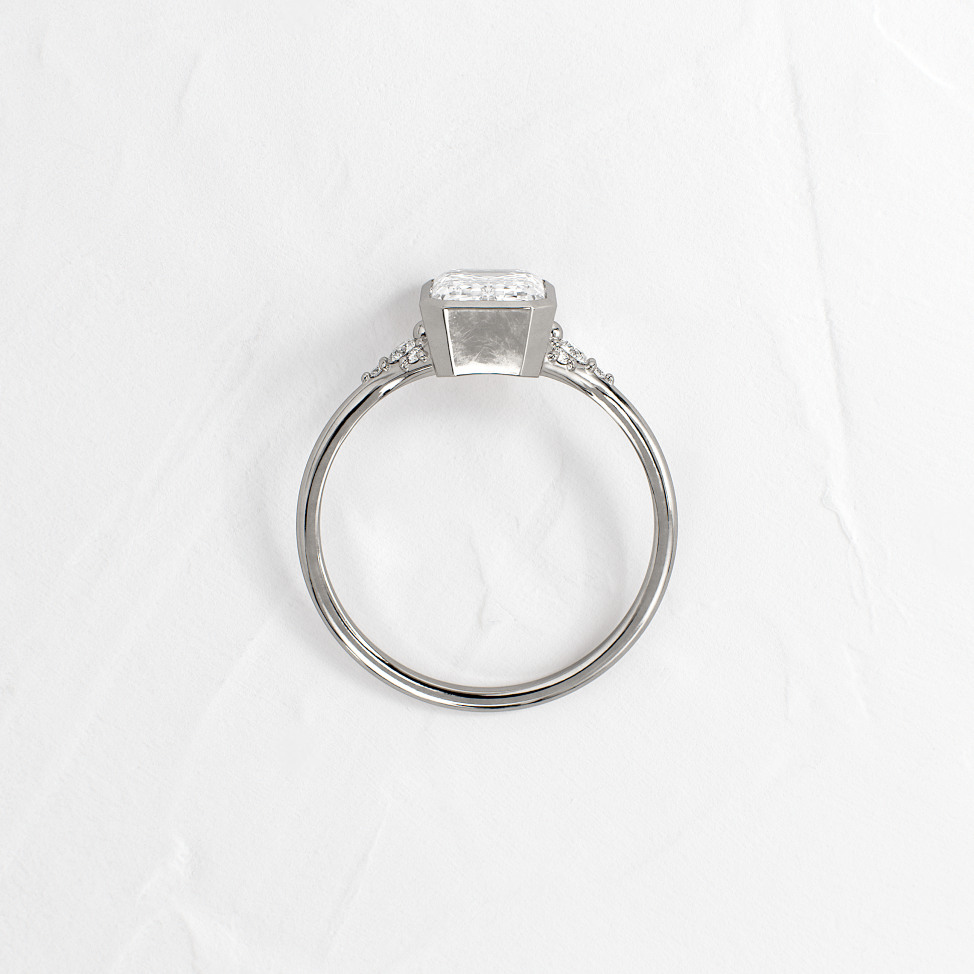Bezel & Cluster-Emerald Lab Grown Diamond Engagement Ring